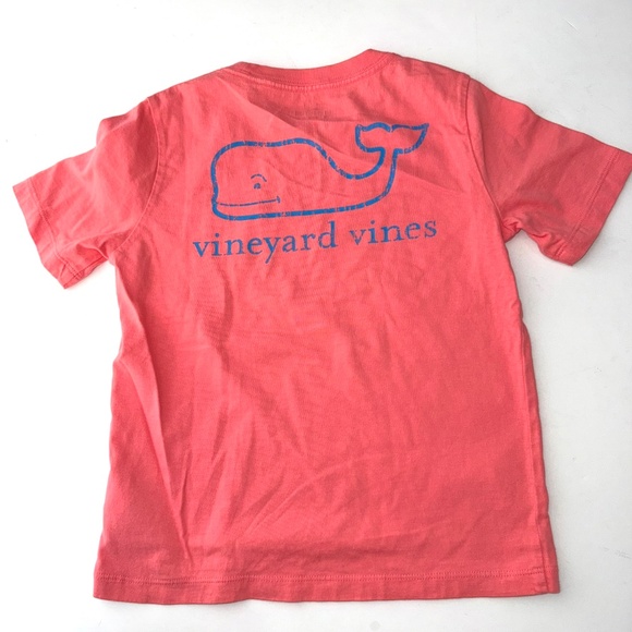 VINEYARD VINES $30 Boys 6 Coral Orange Blue Short Sleeve Pocket T-Shirt U2 - Picture 4 of 4